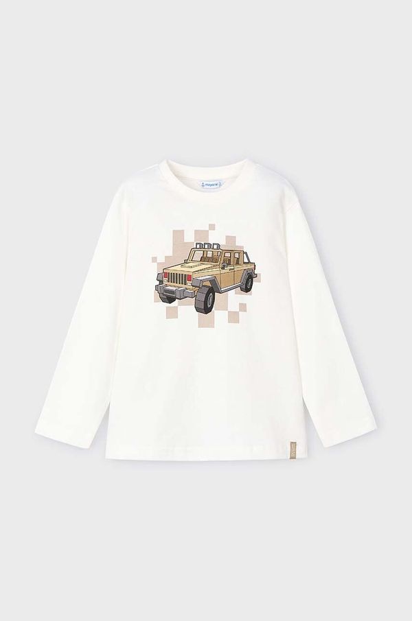 Mayoral Otroška bombažna majica z dolgimi rokavi Mayoral bež barva, 4052
