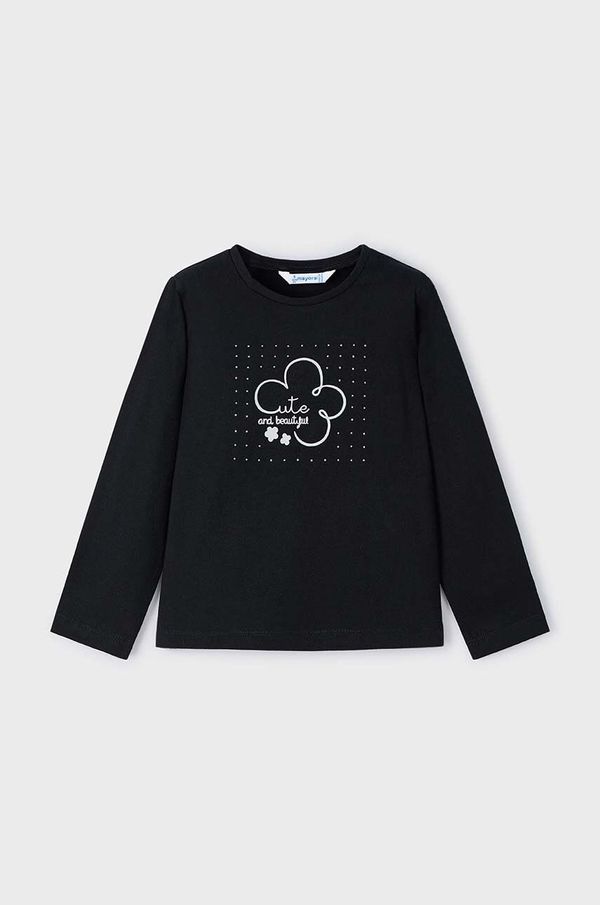 Mayoral Otroška bombažna majica z dolgimi rokavi Mayoral črna barva, 178