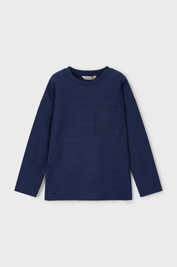 Mayoral Otroška bombažna majica z dolgimi rokavi Mayoral mornarsko modra barva, 3050