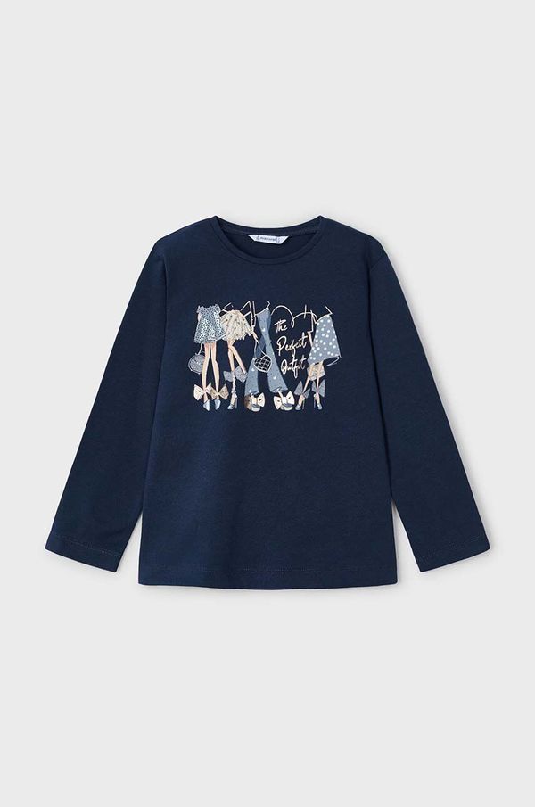 Mayoral Otroška bombažna majica z dolgimi rokavi Mayoral mornarsko modra barva, 4072