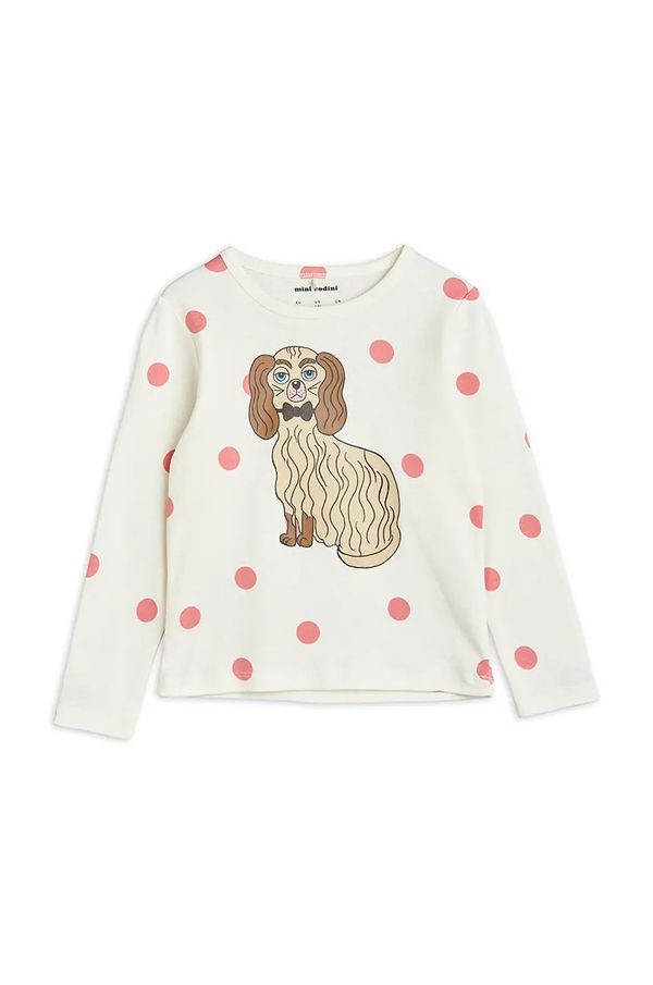 Mini Rodini Otroška bombažna majica z dolgimi rokavi Mini Rodini Dashing dog bela barva, 1100006810