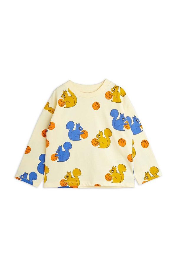 Mini Rodini Otroška bombažna majica z dolgimi rokavi Mini Rodini rumena barva