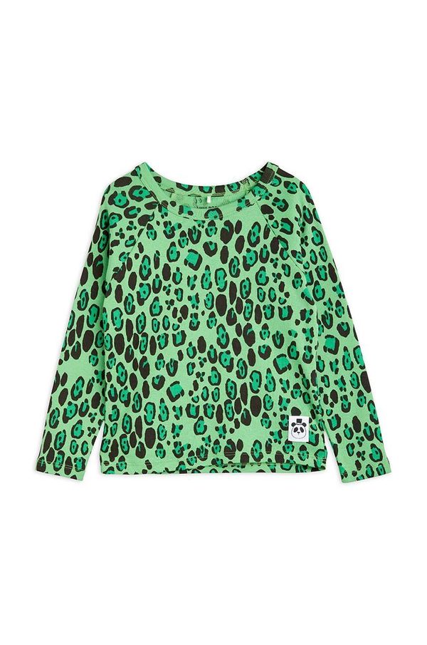 Mini Rodini Otroška bombažna majica z dolgimi rokavi Mini Rodini zelena barva