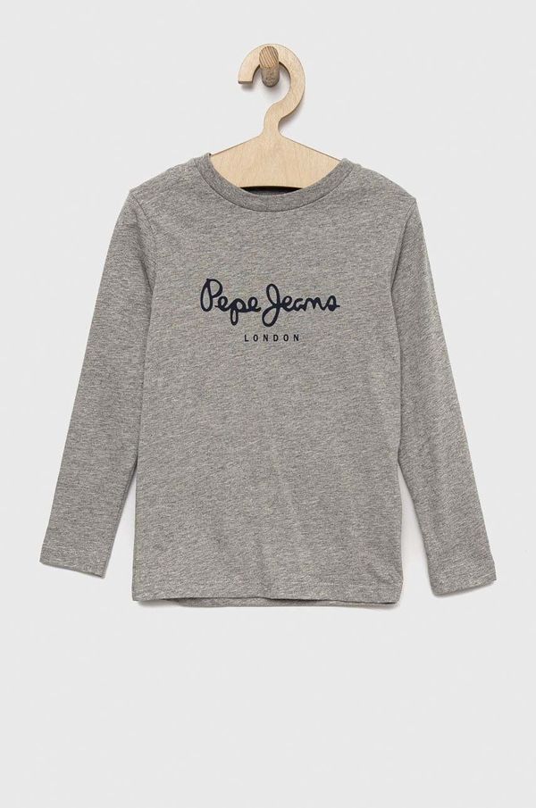 Pepe Jeans Otroška bombažna majica z dolgimi rokavi Pepe Jeans New Herman siva barva