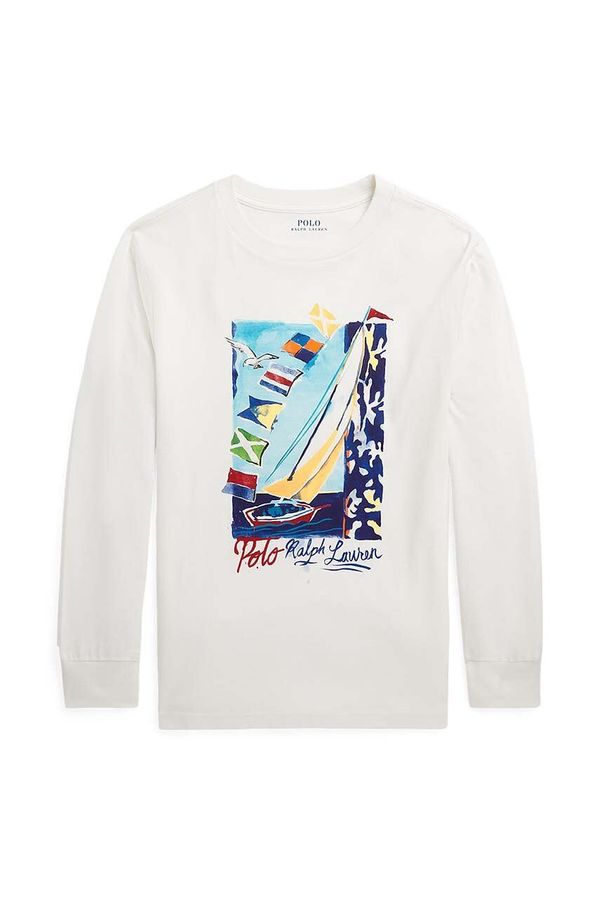 Polo Ralph Lauren Otroška bombažna majica z dolgimi rokavi Polo Ralph Lauren bela barva