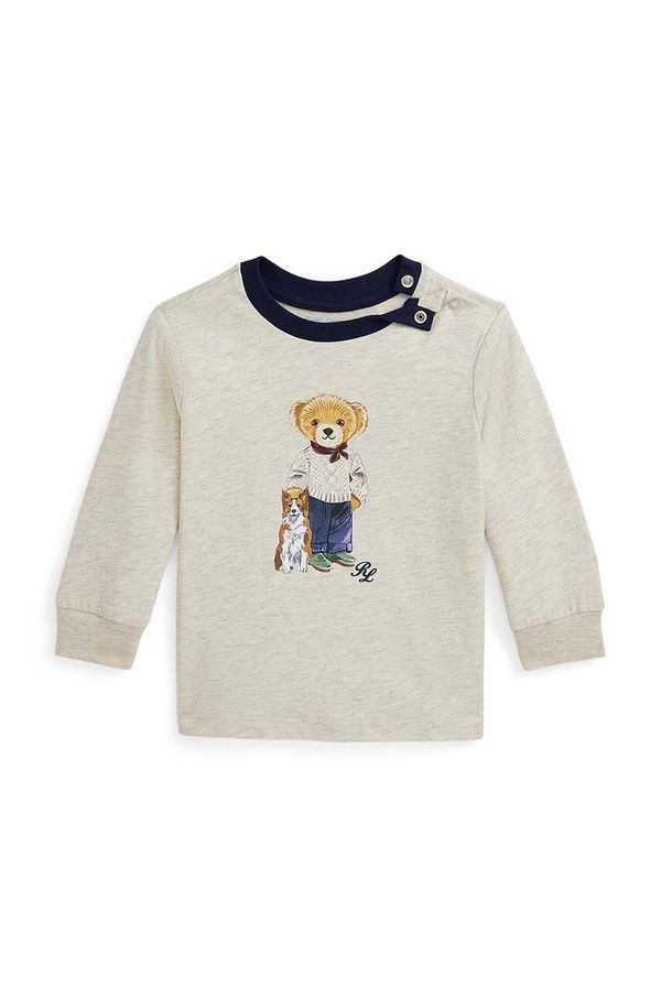 Polo Ralph Lauren Otroška bombažna majica z dolgimi rokavi Polo Ralph Lauren bež barva, 320952877002