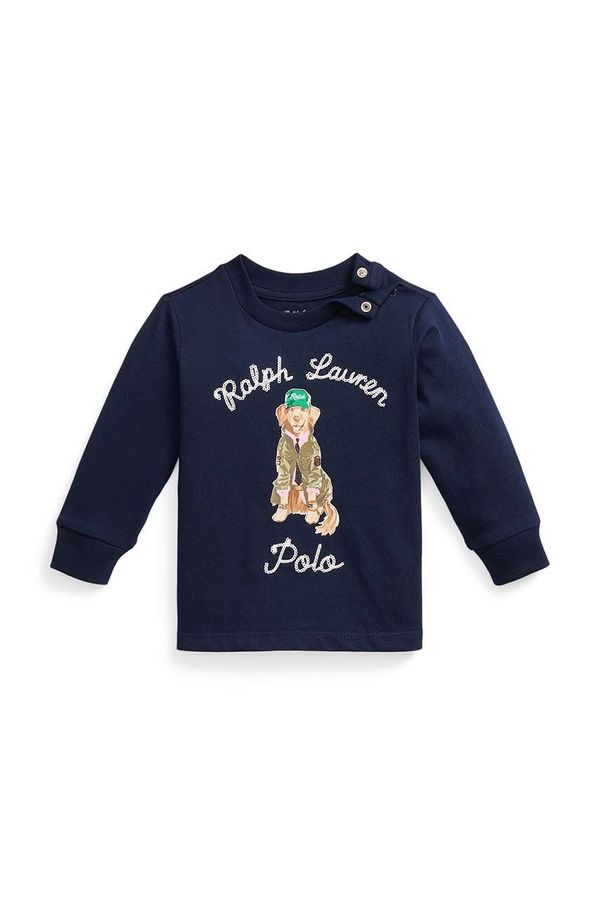 Polo Ralph Lauren Otroška bombažna majica z dolgimi rokavi Polo Ralph Lauren mornarsko modra barva, 320953576001