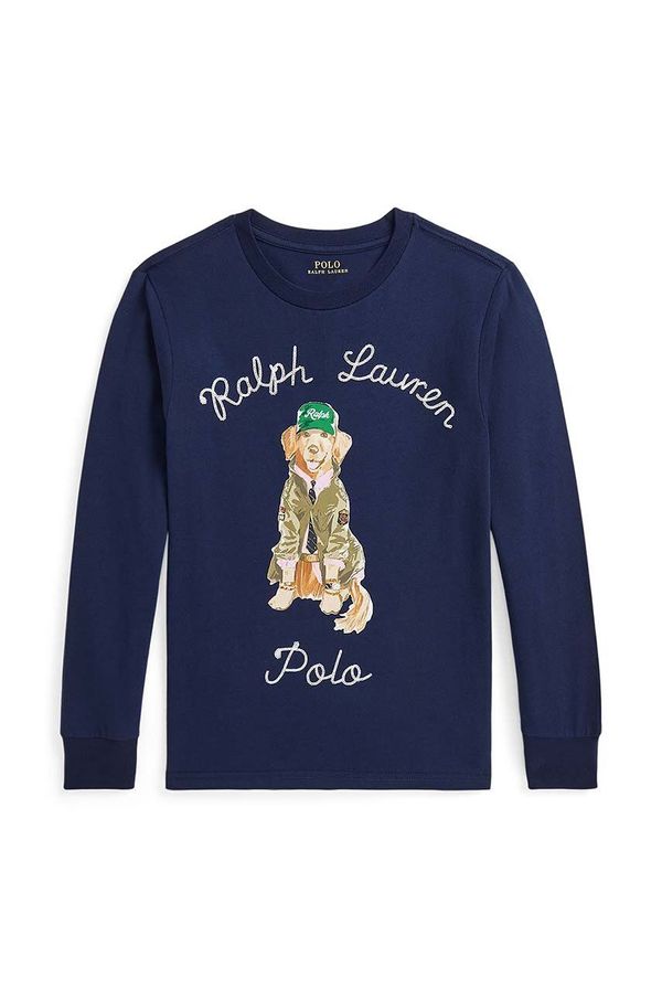 Polo Ralph Lauren Otroška bombažna majica z dolgimi rokavi Polo Ralph Lauren mornarsko modra barva, 323953576001