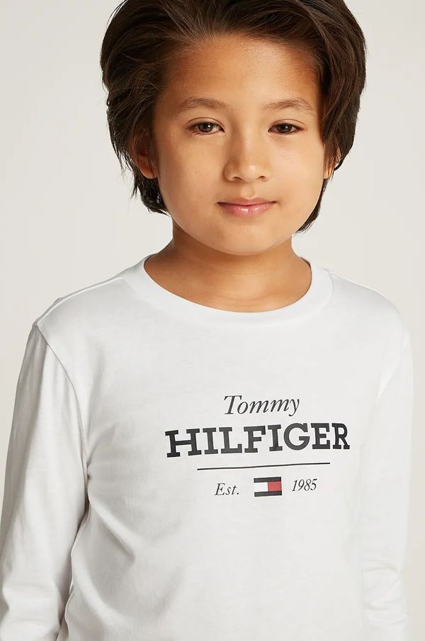 Tommy Hilfiger Otroška bombažna majica z dolgimi rokavi Tommy Hilfiger bela barva, KB0KB09633