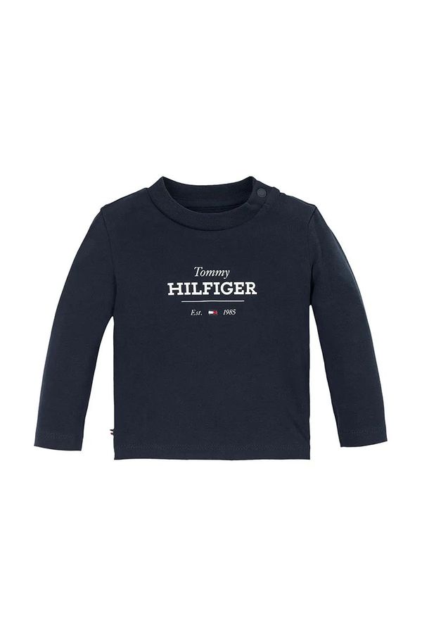 Tommy Hilfiger Otroška bombažna majica z dolgimi rokavi Tommy Hilfiger mornarsko modra barva, KN0KN01965