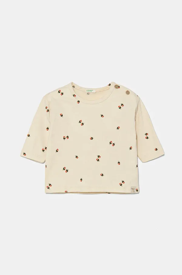 United Colors of Benetton Otroška bombažna majica z dolgimi rokavi United Colors of Benetton bež barva, 36TQA105J