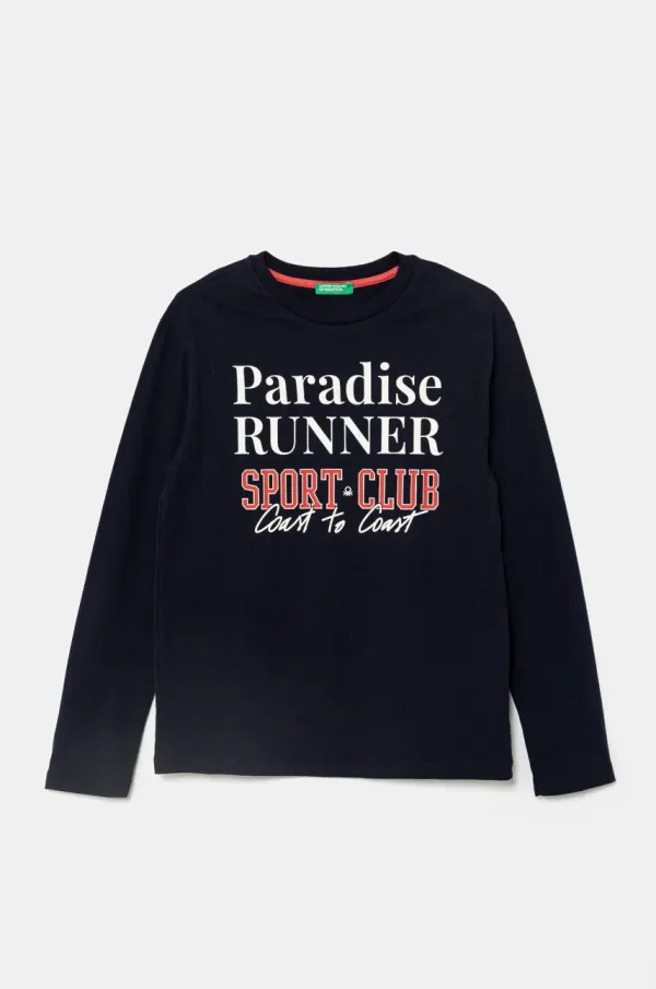 United Colors of Benetton Otroška bombažna majica z dolgimi rokavi United Colors of Benetton mornarsko modra barva, 35RYC10O9