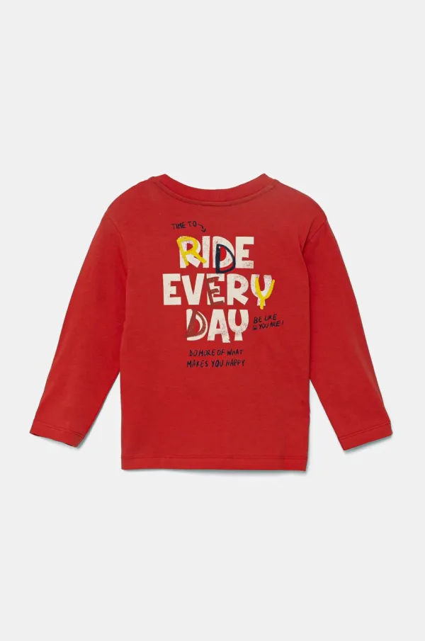 United Colors of Benetton Otroška bombažna majica z dolgimi rokavi United Colors of Benetton rdeča barva, 35RYG10I6