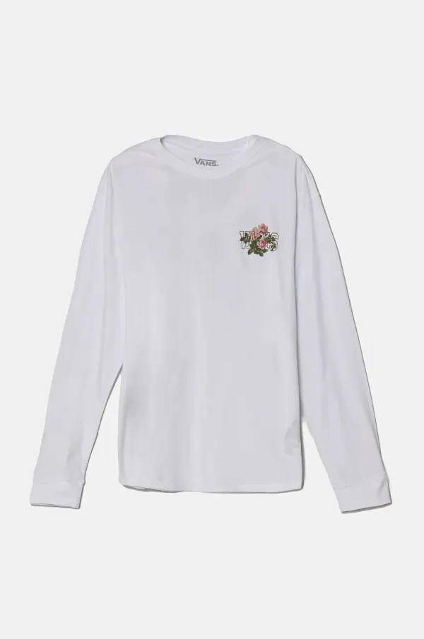 Vans Otroška bombažna majica z dolgimi rokavi Vans The Carn bela barva, VN000MEWWHT1