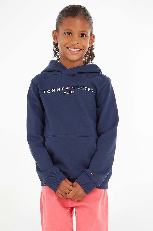 Tommy Hilfiger Otroška bombažna mikica Tommy Hilfiger mornarsko modra barva,