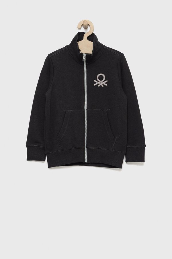 United Colors of Benetton Otroška bombažna mikica United Colors of Benetton črna barva,