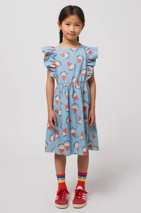 Bobo Choses Otroška bombažna obleka Bobo Choses Morning Egg 125AC143