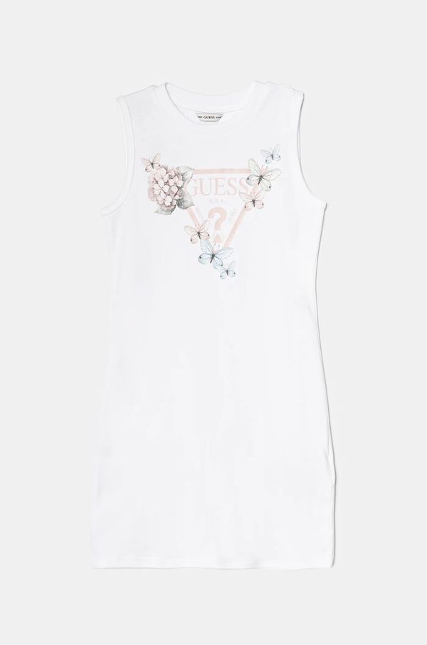 Guess Otroška bombažna obleka Guess bela barva, J4RK38 KA6W4