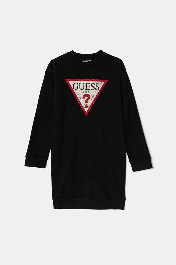 Guess Otroška bombažna obleka Guess črna barva, J3YK20 KA6R4