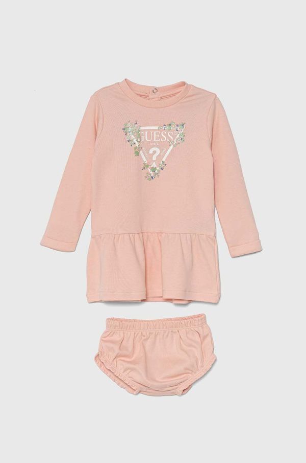 Guess Otroška bombažna obleka Guess oranžna barva, A4YK19 KA6W4