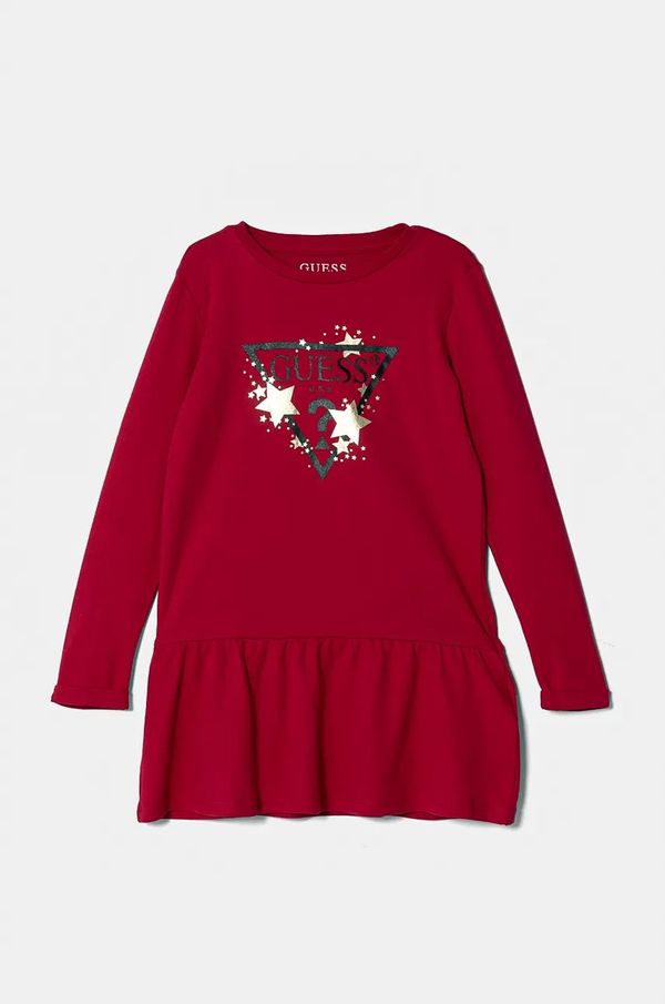 Guess Otroška bombažna obleka Guess roza barva, K3YK13 KA6W4