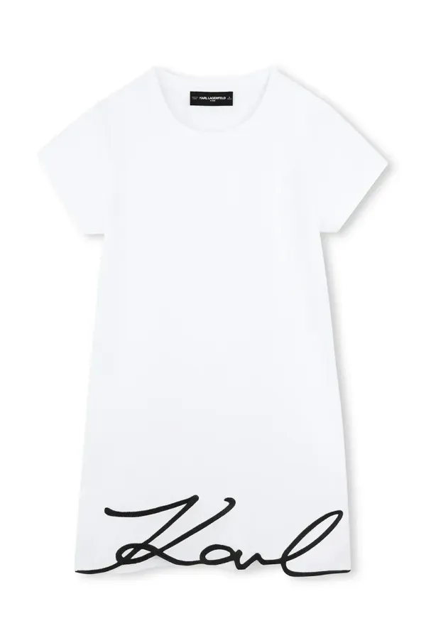 Karl Lagerfeld Otroška bombažna obleka Karl Lagerfeld bela barva, Z30454