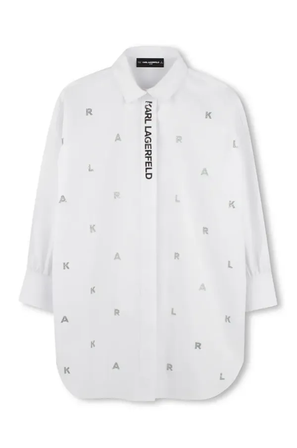 Karl Lagerfeld Otroška bombažna obleka Karl Lagerfeld bela barva, Z30463