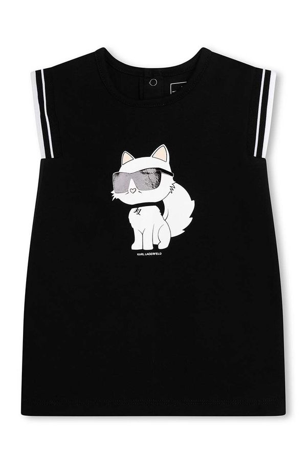 Karl Lagerfeld Otroška bombažna obleka Karl Lagerfeld črna barva