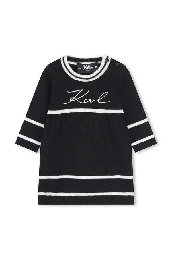 Karl Lagerfeld Otroška bombažna obleka Karl Lagerfeld črna barva, Z30277