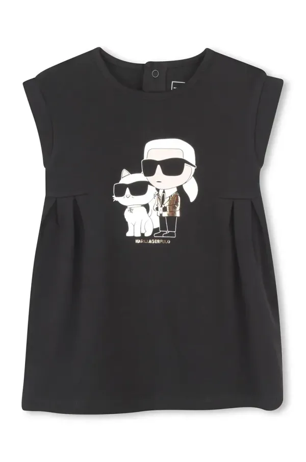 Karl Lagerfeld Otroška bombažna obleka Karl Lagerfeld črna barva, Z30510