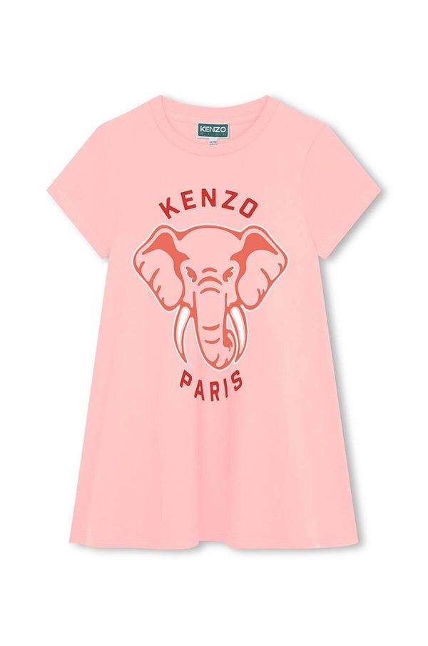 Kenzo kids Otroška bombažna obleka Kenzo Kids roza barva