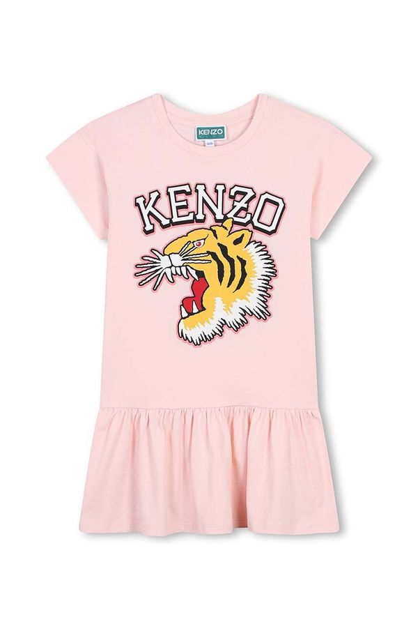 Kenzo kids Otroška bombažna obleka Kenzo Kids roza barva, K60682