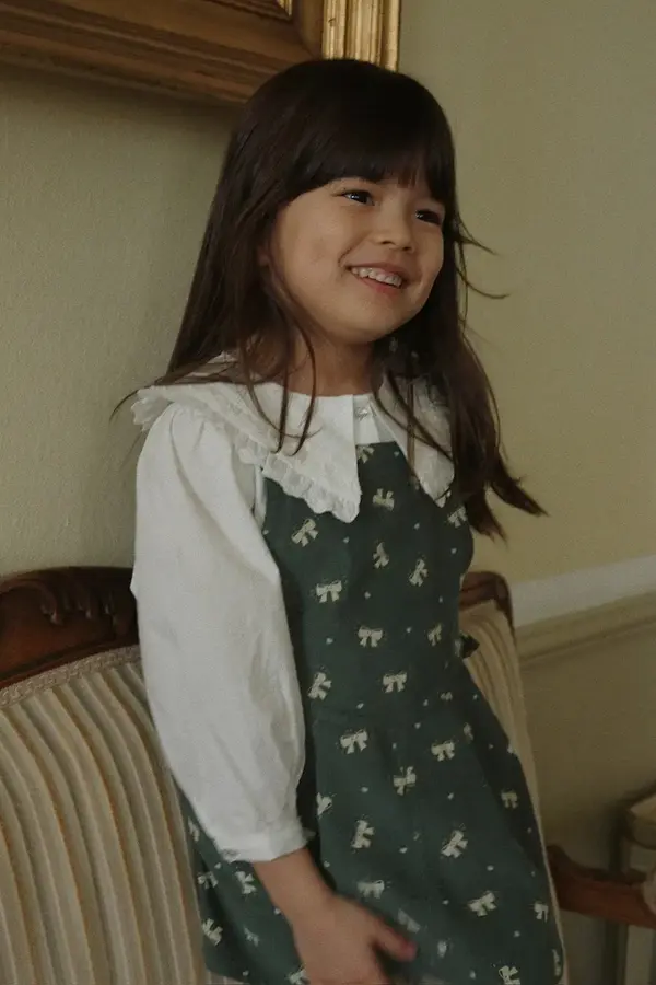 Konges Sløjd Otroška bombažna obleka Konges Sløjd AVERY FRILL OVERALL DRESS GOTS