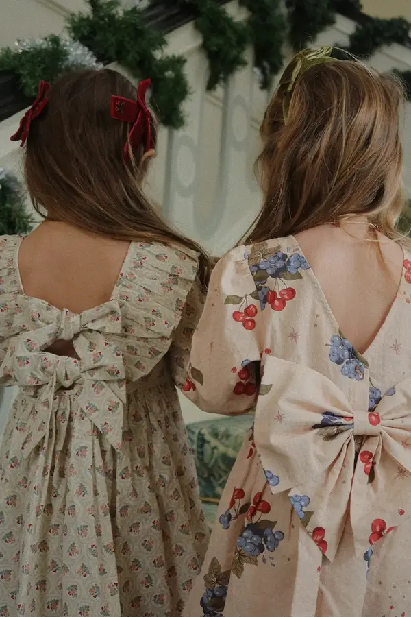 Konges Sløjd Otroška bombažna obleka Konges Sløjd AVI LS BOW DRESS GOTS