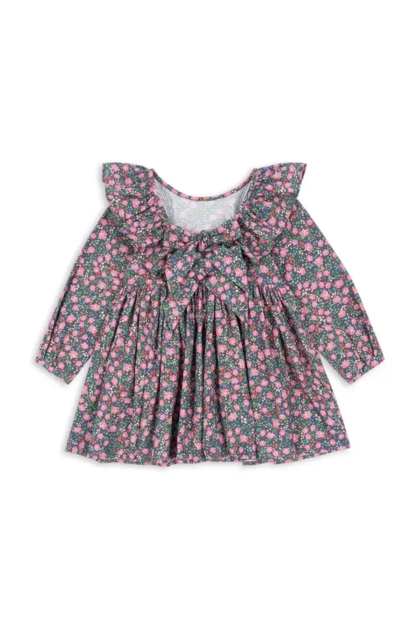 Konges Sløjd Otroška bombažna obleka Konges Sløjd CIANNA LS BOW DRESS GOTS