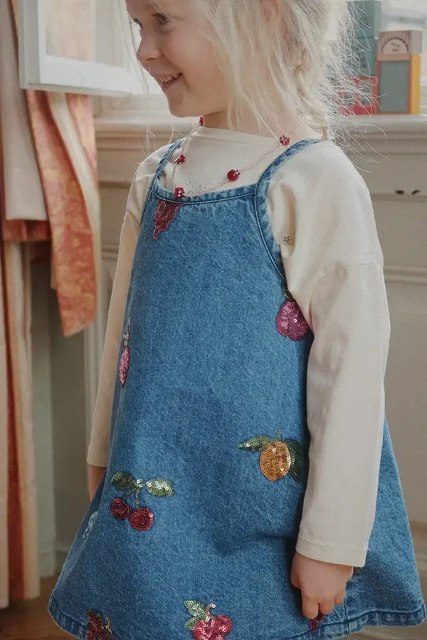 Konges Sløjd Otroška bombažna obleka Konges Sløjd MAGOT SEQUIN STRAP DRESS GOTS