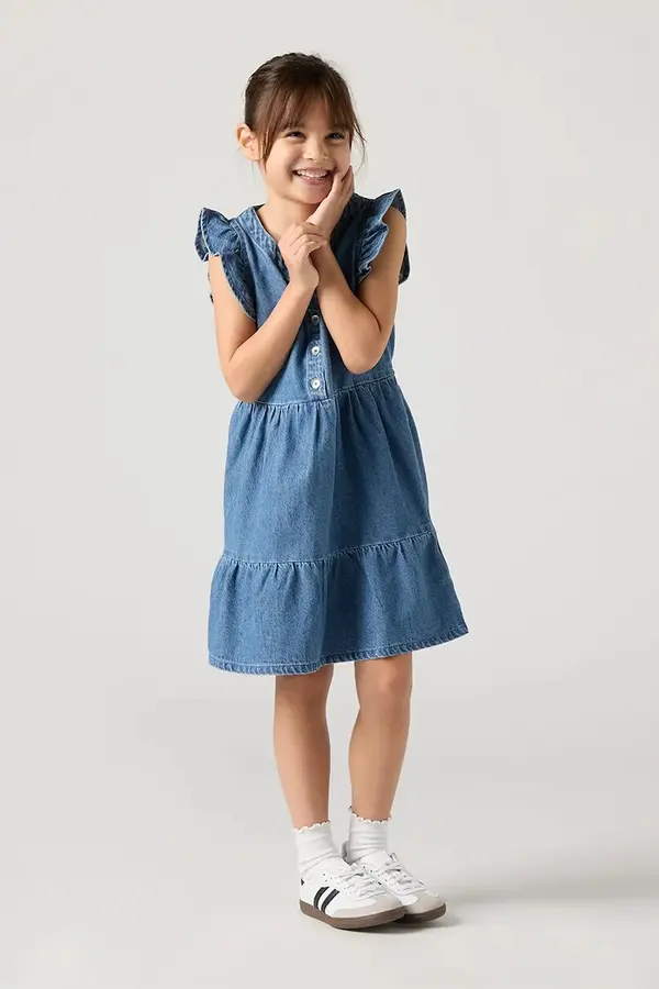 Levi's Otroška bombažna obleka Levi's FLUTTER SLEEVE BUTTON UP D