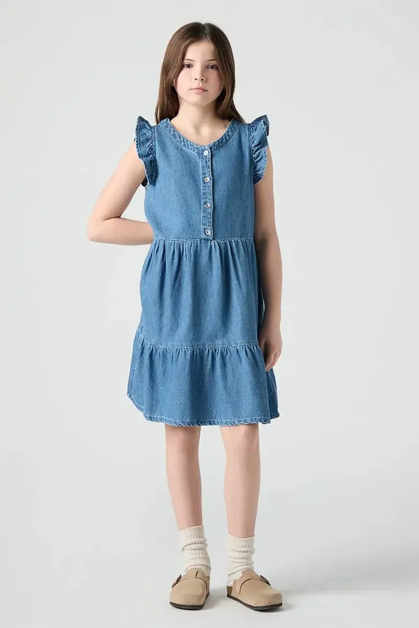 Levi's Otroška bombažna obleka Levi's FLUTTER SLEEVE BUTTON UP D