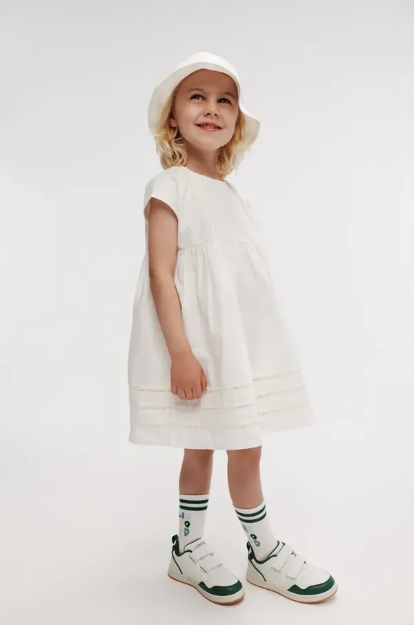 Liewood Otroška bombažna obleka Liewood Gudrun Dress bež barva, LW18712