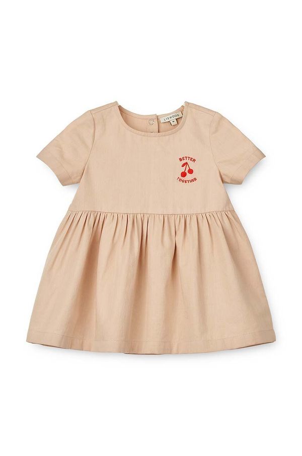 Liewood Otroška bombažna obleka Liewood Livia Baby Dress rdeča barva