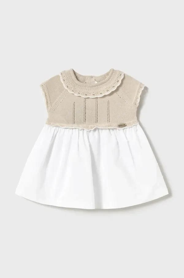 Mayoral Newborn Otroška bombažna obleka Mayoral Newborn bela barva, 1849