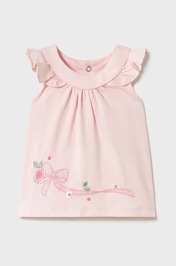 Mayoral Newborn Otroška bombažna obleka Mayoral Newborn roza barva, 1852