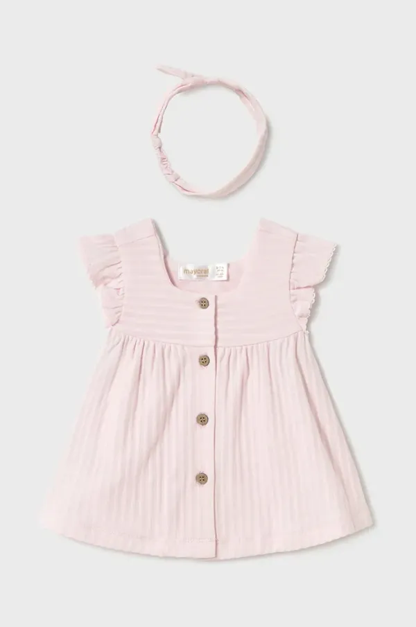 Mayoral Newborn Otroška bombažna obleka Mayoral Newborn roza barva, 1866