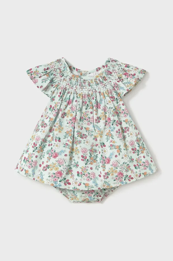 Mayoral Newborn Otroška bombažna obleka Mayoral Newborn turkizna barva, 1867