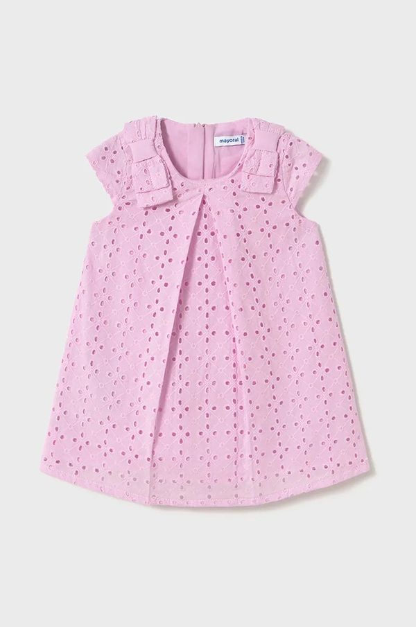 Mayoral Otroška bombažna obleka Mayoral roza barva, 1913