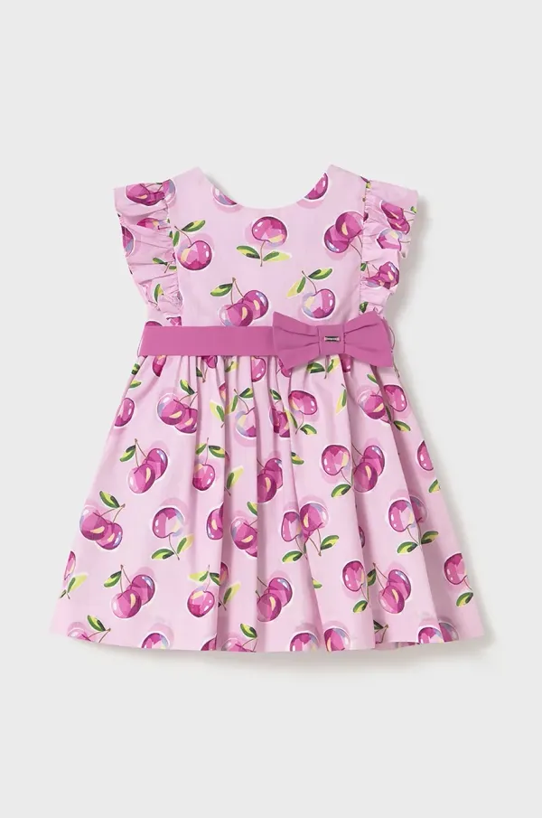 Mayoral Otroška bombažna obleka Mayoral roza barva, 1914