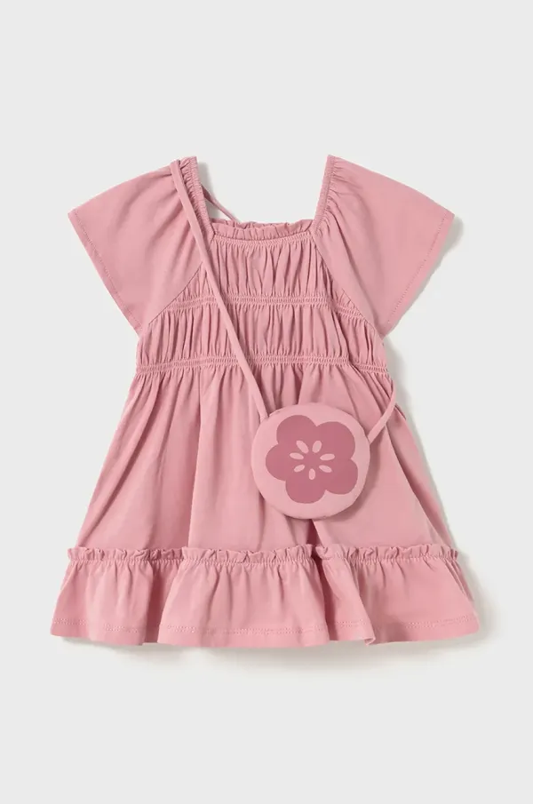 Mayoral Otroška bombažna obleka Mayoral roza barva, 1920