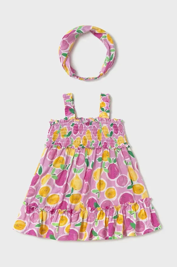 Mayoral Otroška bombažna obleka Mayoral roza barva, 1926