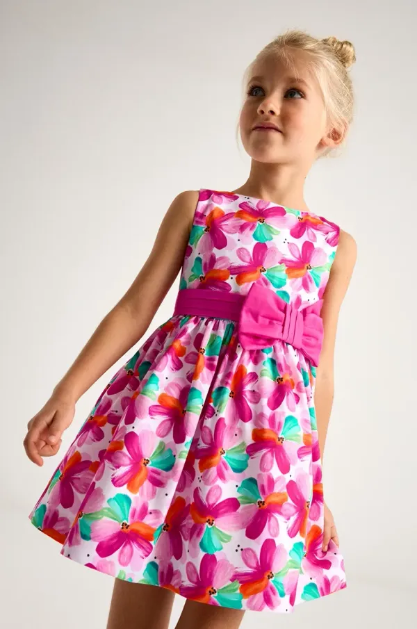 Mayoral Otroška bombažna obleka Mayoral roza barva, 3917