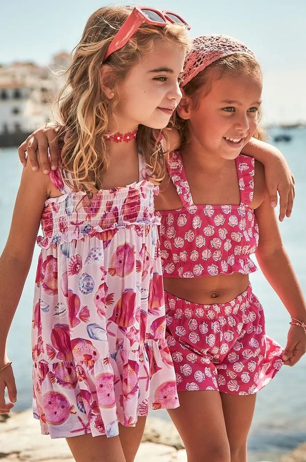 Mayoral Otroška bombažna obleka Mayoral roza barva, 3939